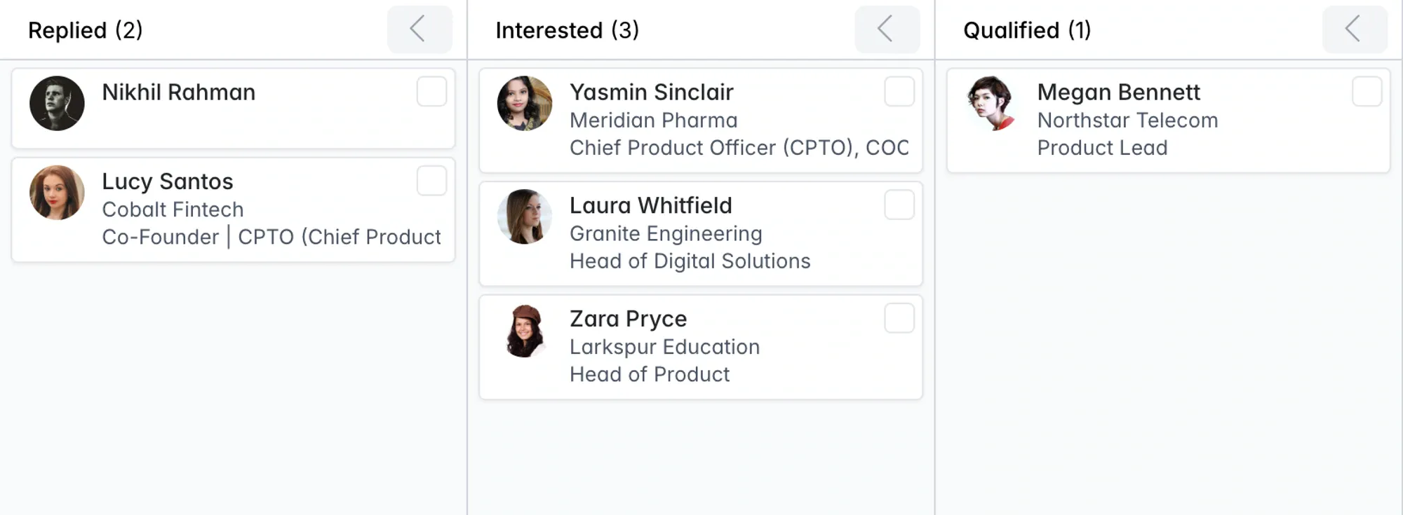 The ATS view: one job, one pipeline, with the next candidate decision in view. Longlist job pipeline showing candidates by stage with replies and interest visible